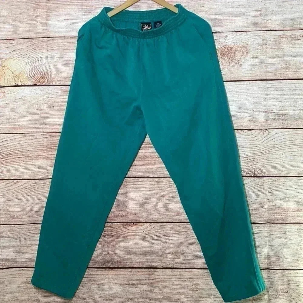 Vtg 90s USA Olympics Mens Medium Faded Spell Out Cuffed Sweatpants Joggers Green